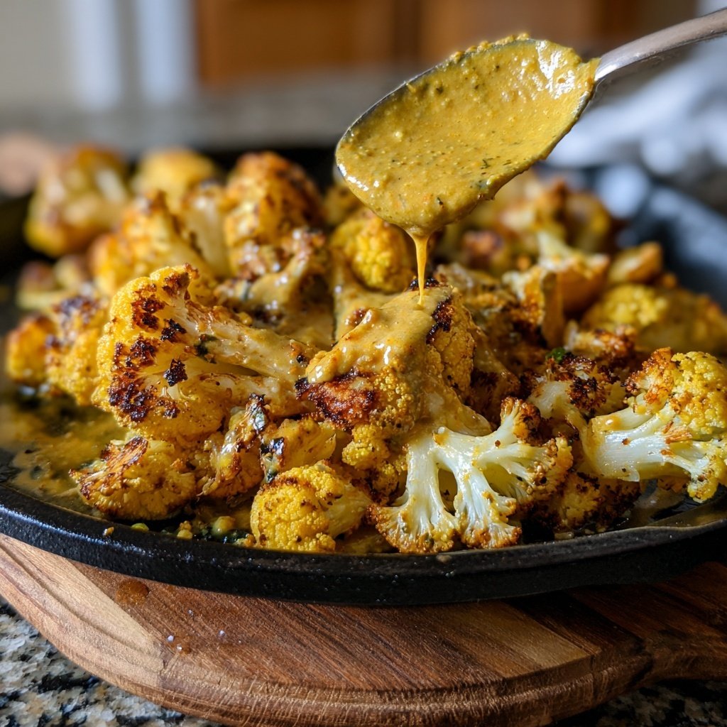 Im Ofen geschmorter Blumenkohl mit Kokos-Currysauce