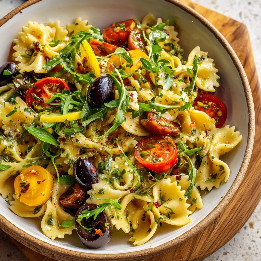 Mediterraner Nudelsalat Mit Zitronendressing