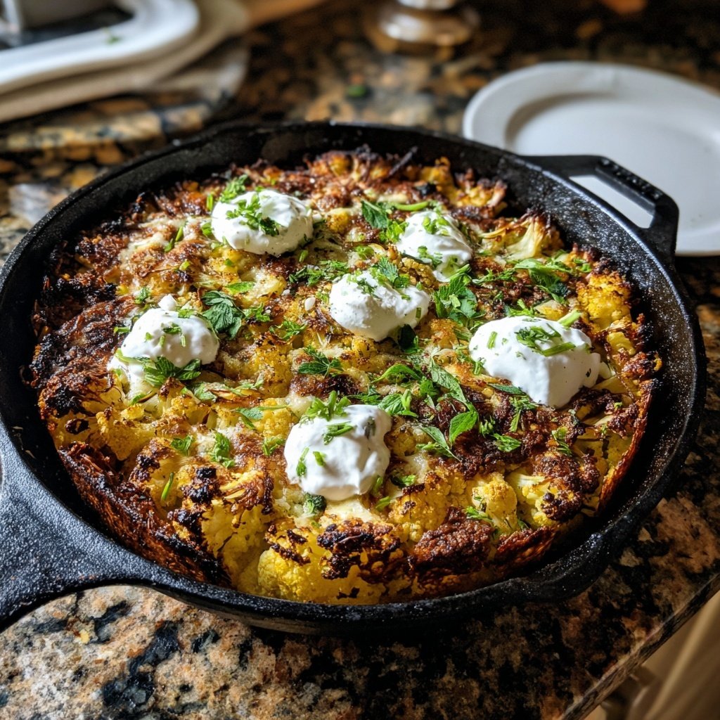 Blumenkohl Pfanne Mit Zitronen Joghurt