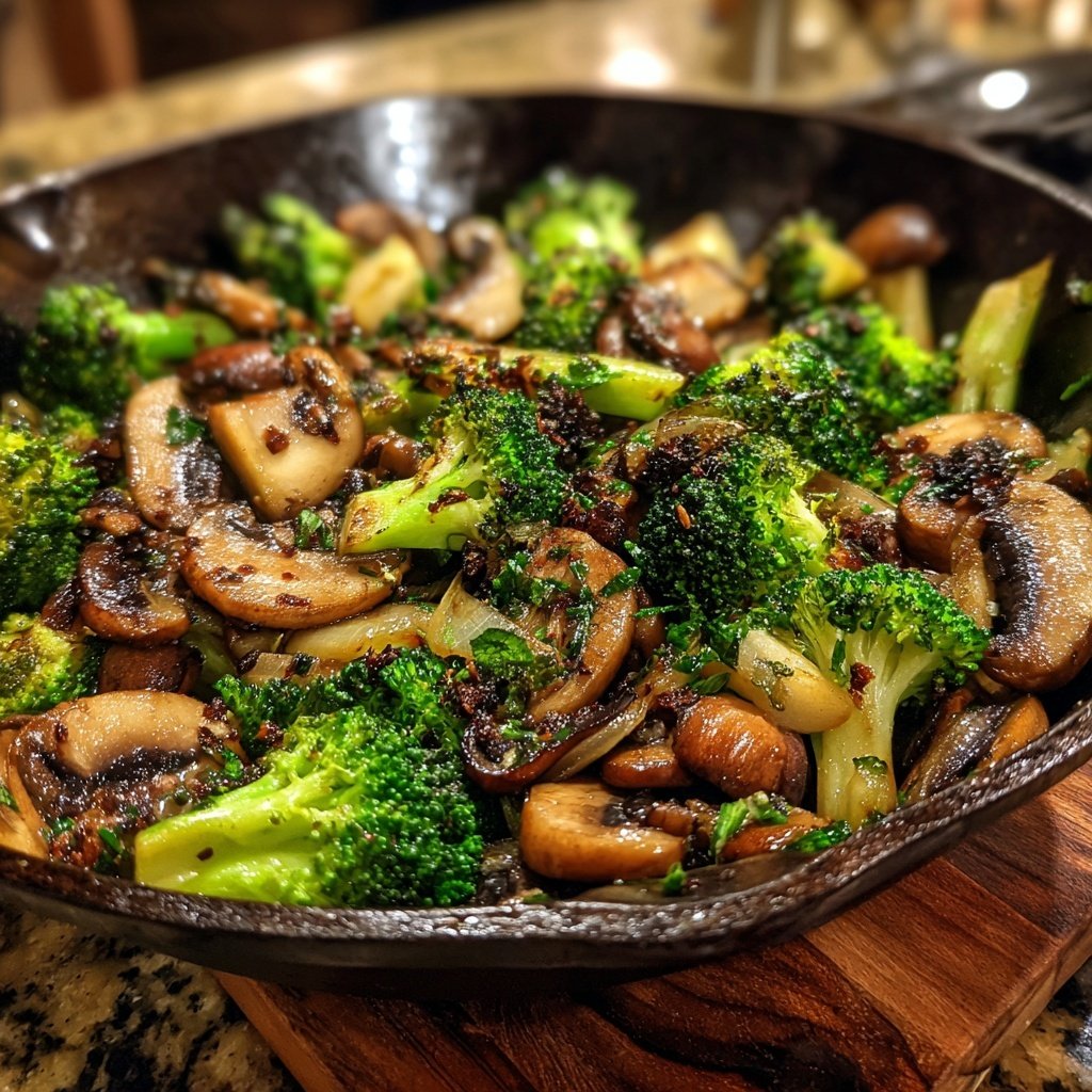 Brokkoli Pfanne Mit Pilzen